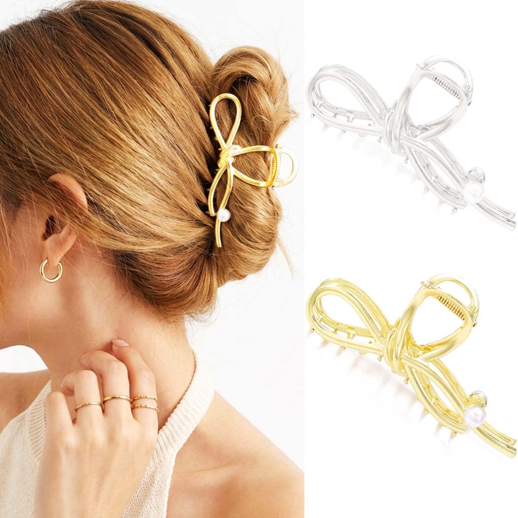 Reaky Metal Claw Clips Gold Bow Hair Clip Fancy Hair Claws Hair Accessories for Women