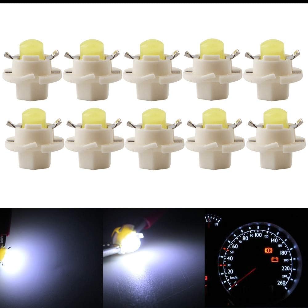 QasimLED 12V DC F10 COB B8.4D Dashboard Light Bulb Warning Indicator Dashboard Wedge Instrument Light Interior Car Lights White Color (Pack of 10)