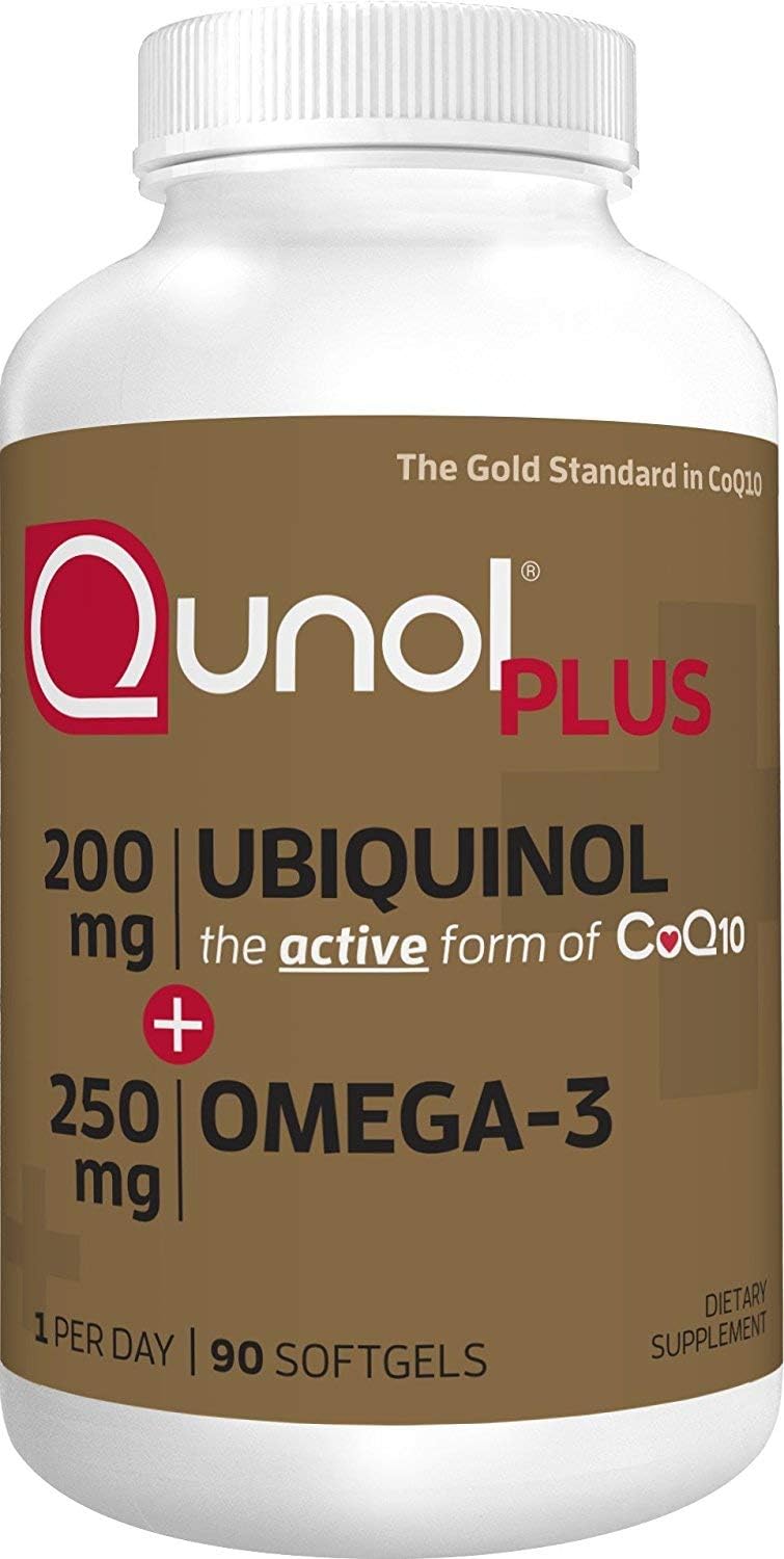 Qunol Plus Ubiquinol 200 mg Coq10. with Omega-3, 90 Softgels