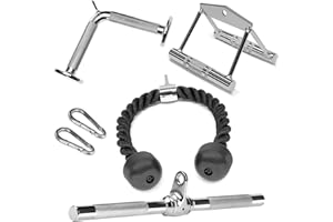 A2ZCARE Combo Tricep Press Down Cable Attachment | Multi-Option: Double D Handle, V-Shaped Bar, Tricep Rope, Rotating Straight Bar