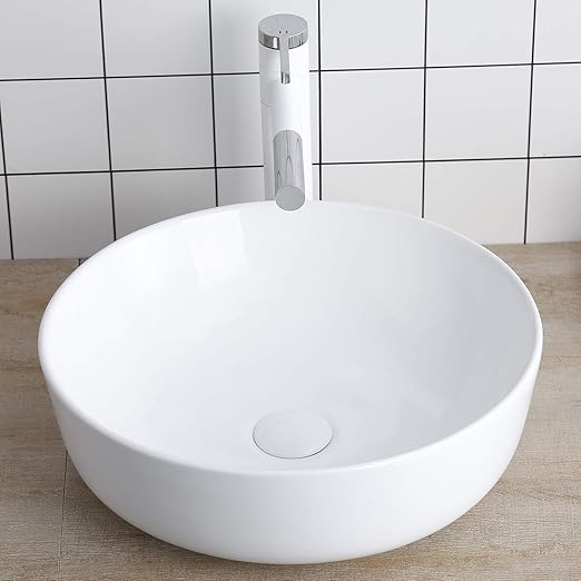 Round Vessel Sink Above Counter Sink 16 Inch Kitchen Sink Ceramic