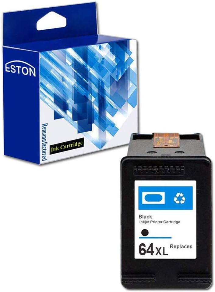 ESTON Remanufactured Replacement for HP 64XL 64 XL Black Ink Cartridges N9J92AN High Yield Use for HP Envy Photo 6252, 6255, 7155, 7855