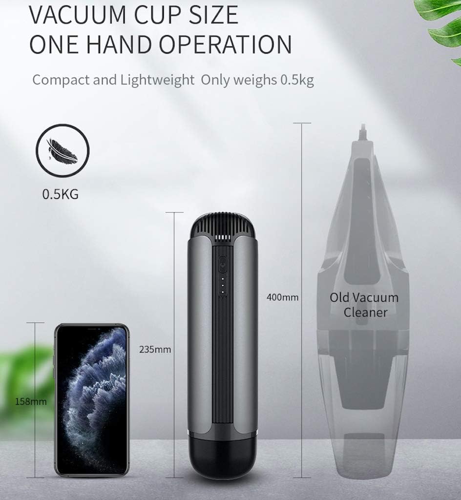 Mini Vacuum Cleaner Portable Cordless Handheld Vacuum Cleaner Car Vacuum Cleaner 5200PA Powerful Suction Rechargeable for Home and Car Cleaning-Grey -