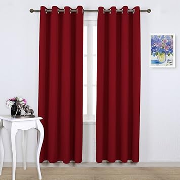 PONY DANCE Blickdichter Vorhang Wohnzimmer - Rot Gardinen Blickdicht Schlafzimmer Vorhänge Thermo Gardinen Wärmeisolierend Ös