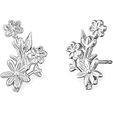 Boma Jewelry Sterling Silver Flower Bouquet Crawler Stud Earrings