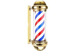 WDZD 29'' Barber Pole Light, Golden Rotating Hair Salon Open Sign, Wall Mount, Save Energy