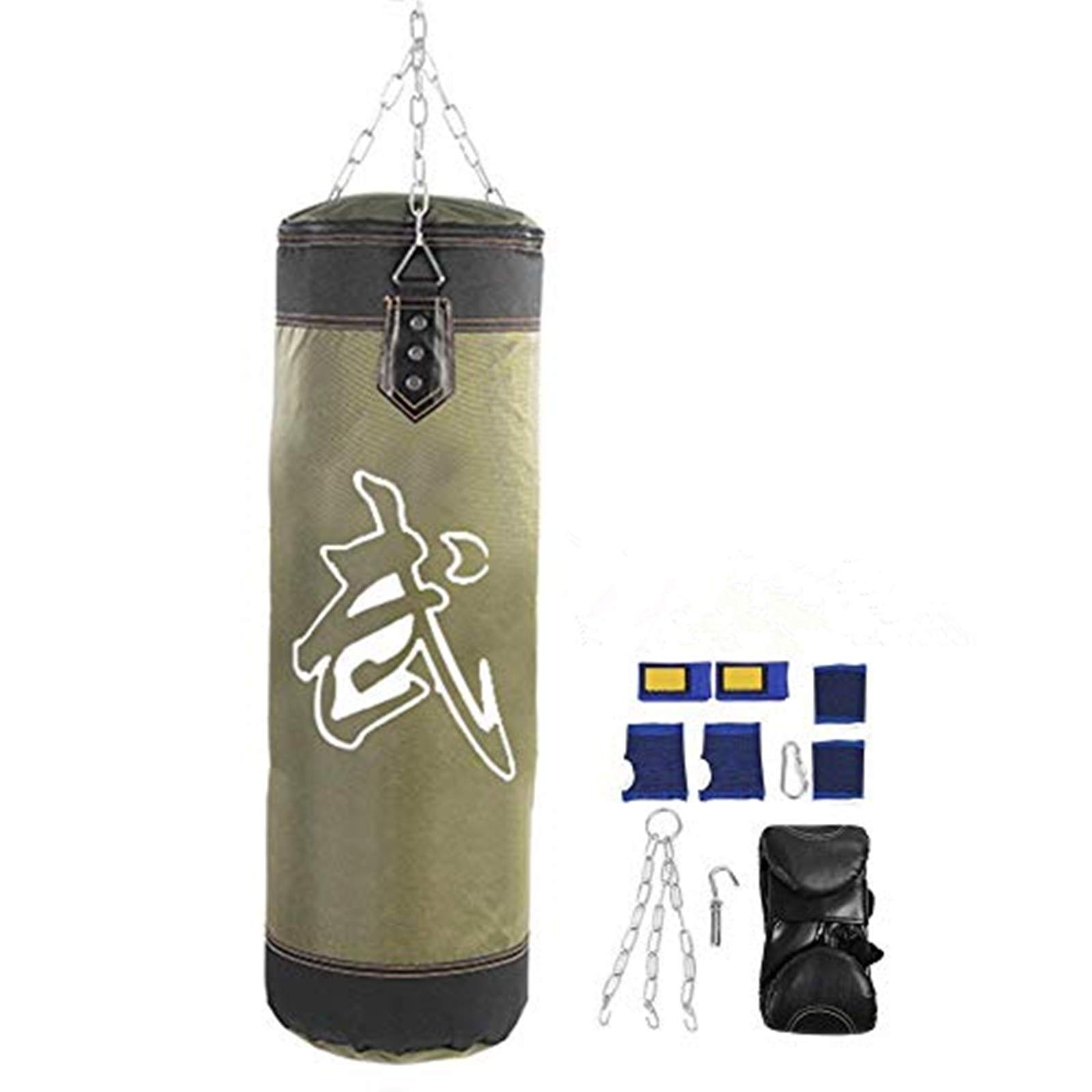 Broco Boxing Punching Bag, Empty Training Boxing Hook Kick Sandbag Fight Karate Punch Punching Sand Bag (Green-0.6m)