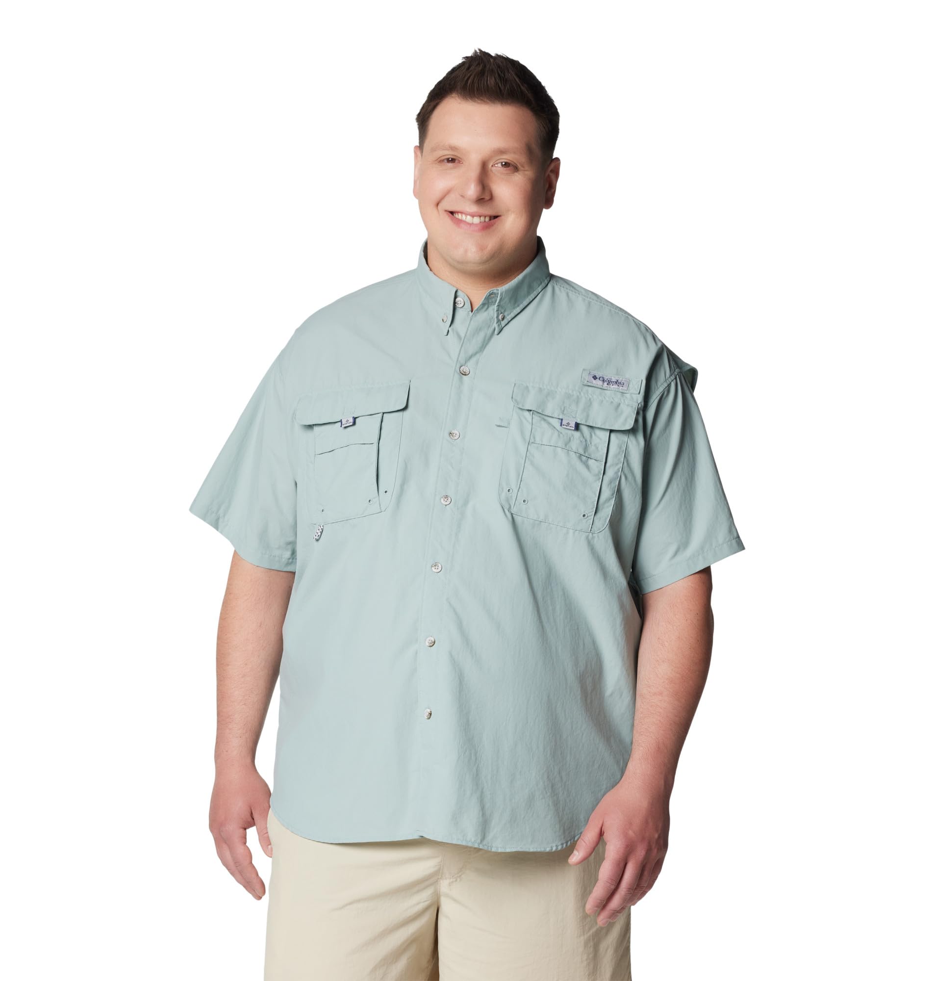 Columbia Men's PFG Bahama II Short Sleeve Fishing Shirt, Crushed Blue, 1X Image