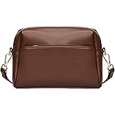 LNORMIA Triple Zip Crossbody Bag for Women - Vegan Leather Camera Purse with Detachable Strap & Organizer Pockets for Travel