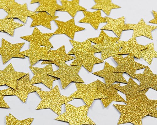 HappyField Glitter Gold Star Confetti, Birthday Party Decorations, Wedding Party Decor and Table Decor, 2” in Diameter, Double Sided(2packs,100pc)