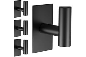 WUIVIUT Bathroom Wall Mounted Stainless Steel Towel Hooks for Bathroom Bedroom Heavy Duty Sticky Hooks for Multiple Home Styl