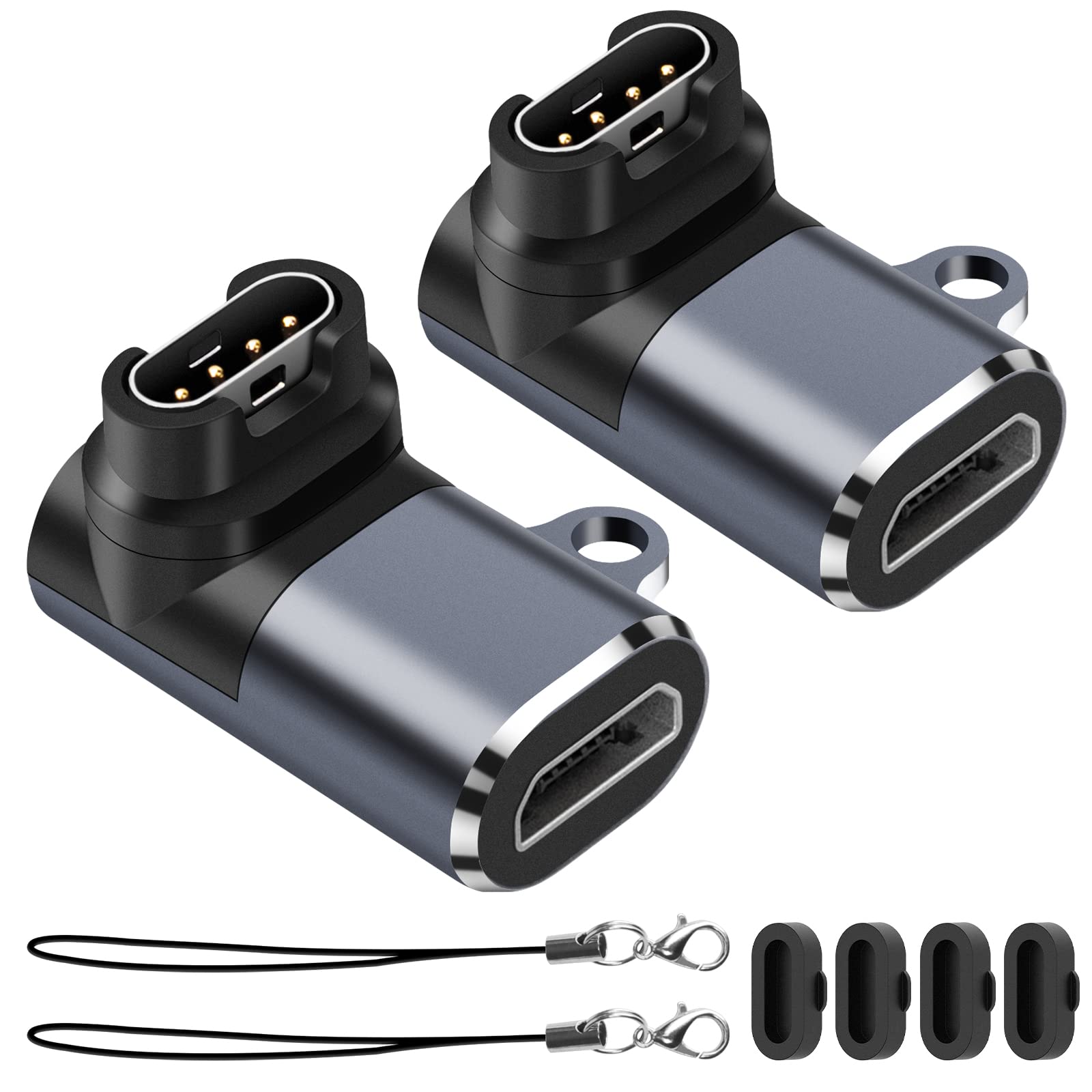 Watch Charger Adapters (2 Pack), Micro USB Female to Male Adapter Charging Connector Compatible with Garmin Fenix 7/7S/7X/6/6X/6S and More
