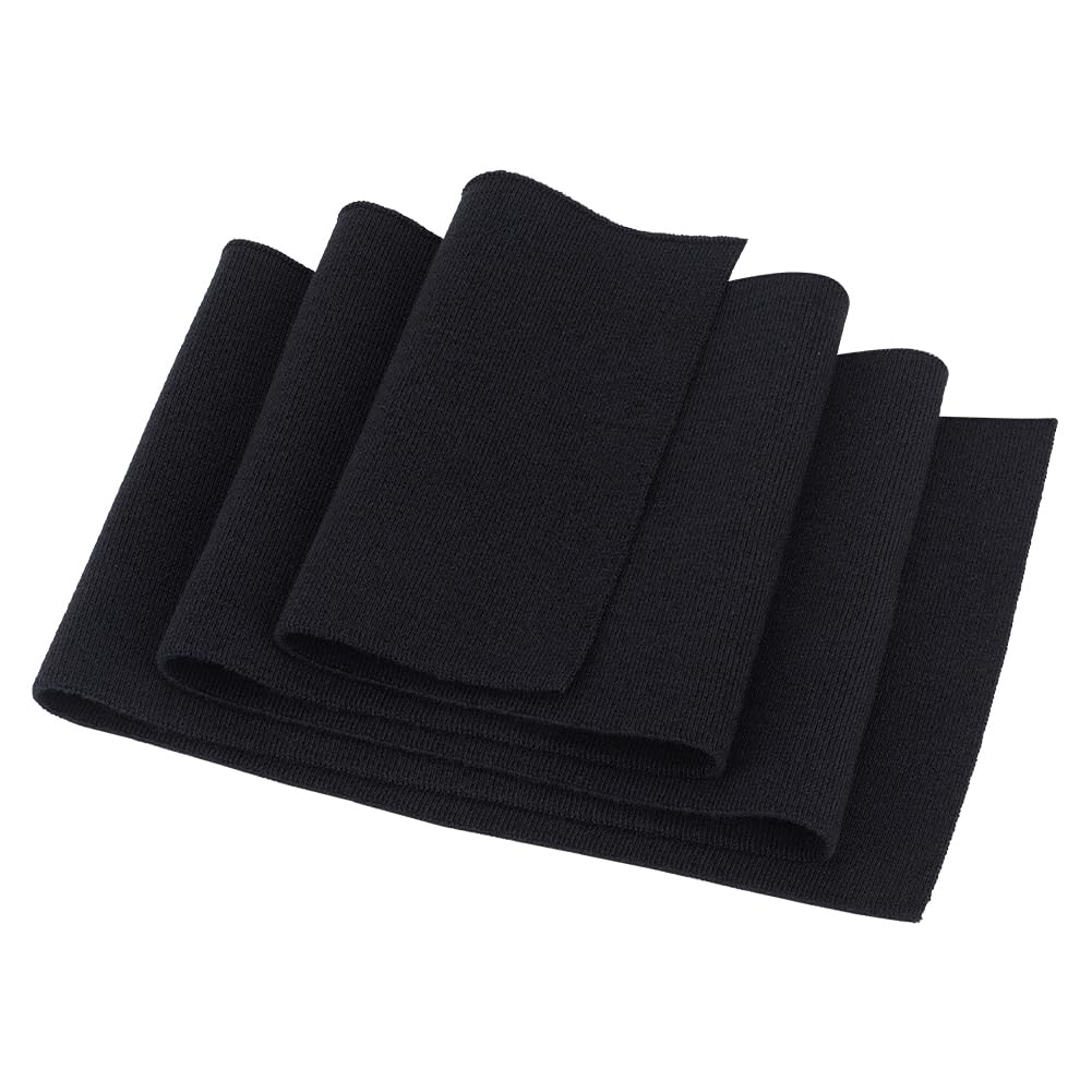 BENECREAT Cotton Strechy Kintted Rib Fabric, Black Rib Knit Fabric Ribbing Cuff Material for Collar NeckBands Trim Material Jacket Sewing, 99x14.7cm