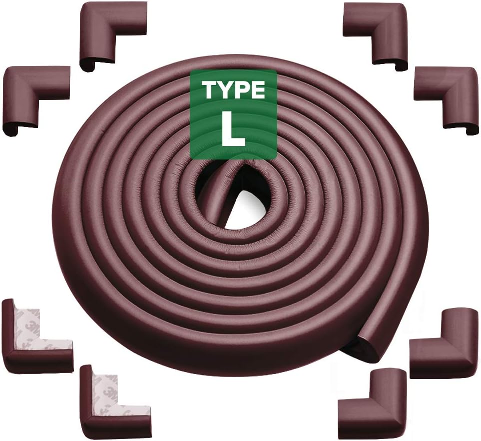 Corner and Edge Guards - 14ft (4.3m) [ 13ft Edge Cushion + 8 Corner Cushion ] Premium Childproofing Protector,Child Safety,Home Safety 1st Mamami (Brown)