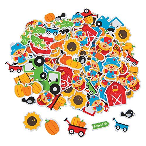 Fun Express Fall Harvest Pumpkin Patch Autumn Themed Self Adhesive Foam Craft Shapes - 500 Pieces