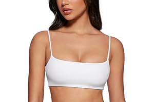 INGIA Women's Square Neck Sports Bra Spaghetti Strap Padded Cami Yoga Wireless Square Back Workout Bra Crop Top