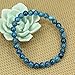 Amandastone Natural Blue Apatite Crystal 6mm Round Beads Stretch Bracelet 7 Inch