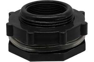 HARSKIYER 1.5 Inch Bulkhead Fitting for Rain Barrels, 1-4/5 Inch I.D. PVC Water Tank Adapter with Gasket for Water Storage Co