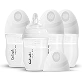 Gulicola PP (NOT Glass) Baby Breastfeeding Bottles Newborn Set 4 Pack, Extra Slow Flow Nipples, 0 Months +, 5 oz - White