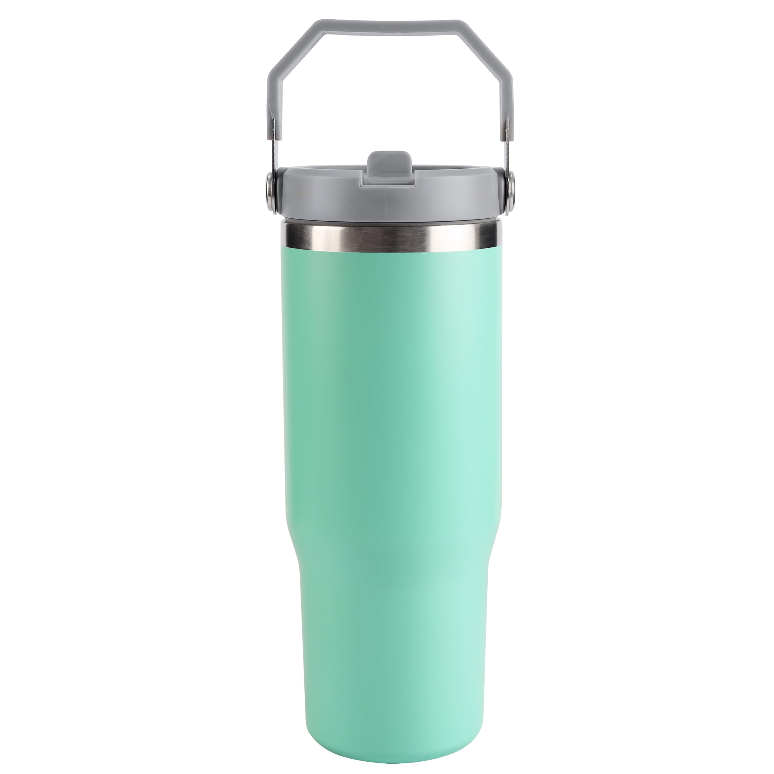 Belle Vous Stainless Steel Tumbler with Straw Lid and Handle - 880ml/30oz Double-Walled Insulated Thermal Mug - Travel Coffee Cup for Hot and Cold Drinks - Portable Vacuum Water Bottle - Light Blue
