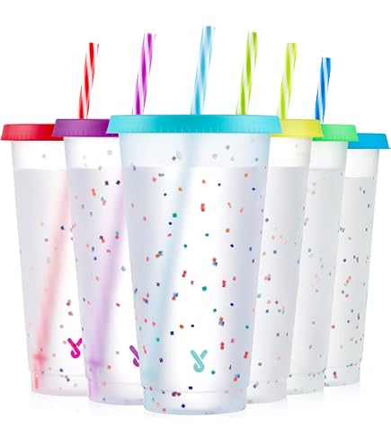 Amazon.com | Suertestarry Tumbler with Straw and Lid,Water Bottle Iced  Coffee Travel Mug Cup,Reusable Plastic Cups,Perfect for  Parties,Birthdays,24oz-10 Pack (10 Pack Glitter, 10 pack): Tumblers & Water  Glasses