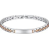 Feifuli Mens Bracelet Stainless Steel, Classic Square Link bracelets for men, Fashion and Charm Jewelry Bracelet, Adjustable Fold Over Clasp Link Bracelets for Men Husband Father Boyfriend