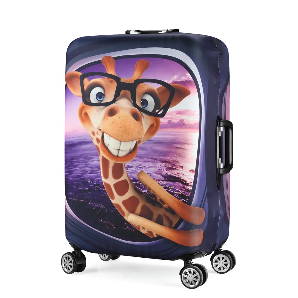 7-Mi 3D Print Giraffe Design Travel Trolley Case Cover Protector Suitcase Cover 31"-32" Trolley Case Luggage Storage Covers Size XL