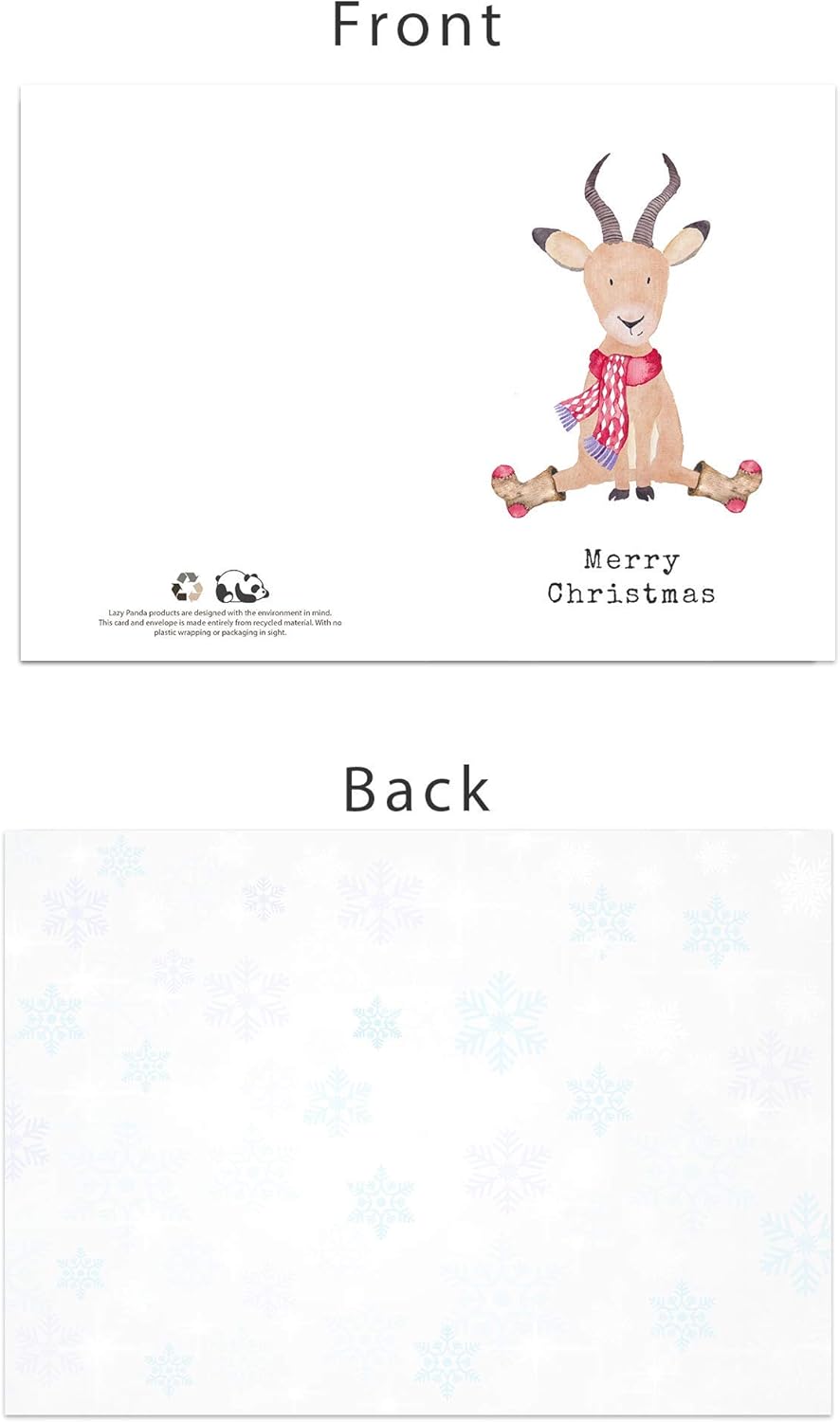 48 Recycled, Eco Friendly, Cute Animal Christmas Cards with Envelopes, beige|white|grey|red, 14.8cm x 10.5cm - Image 5