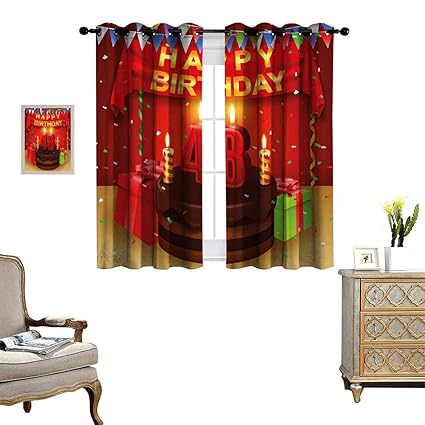 Amazon Com Homehot 48th Birthday Window Curtain Drape Presents