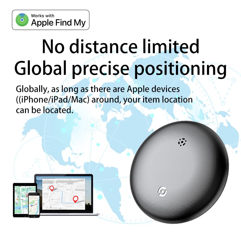 Car GPS Tracker for Vehicles Worldwide GPS Tracker for Vehicles Work with Find My (iOS Only), Car Vehicle Tracking Anti-Lost Locator with App for Cars, Wallet, Pets, Luggage (Black)