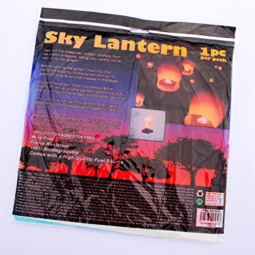 Sky Lanterns Biodegradable, JenJen Wish Lanterns Chinese – Pack of 9 White Blue Red Sky Lanterns in Memory of