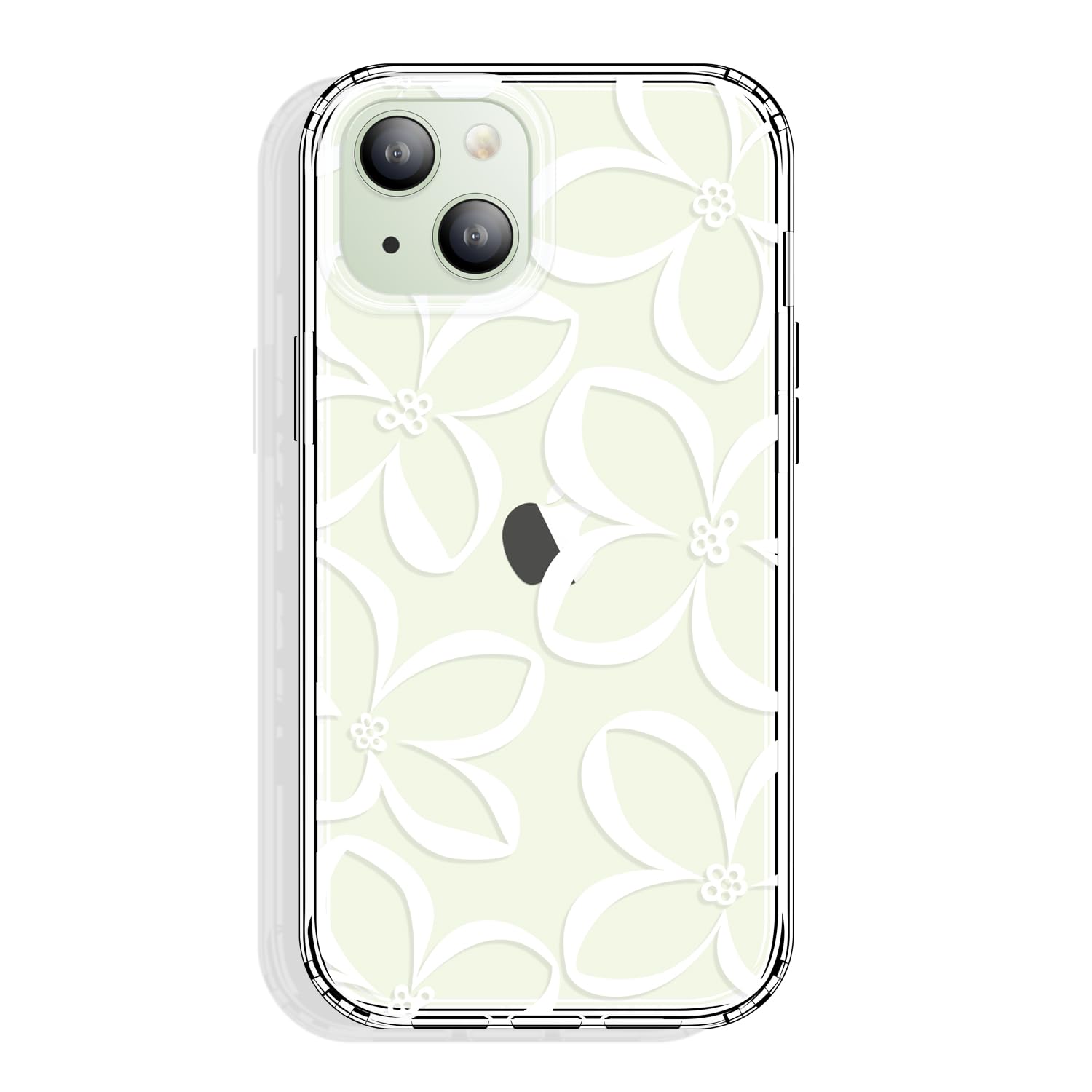 GYZYA for iPhone 15 Case Clear 6.1 Inch with Pattern Design, Protective Slim TPU Cover + Shockproof Bumper for Women and Girls (White Floral)