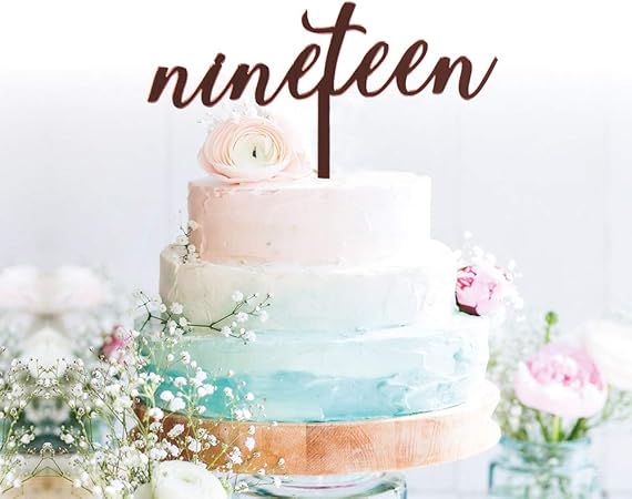 Amazon Com Grantparty Nineteen Rose Gold Cake Topper 19th Birthday Anniversary Wedding Party Decoration Ideas Perfect Keepsake 19 Rose Gold Toys Games
