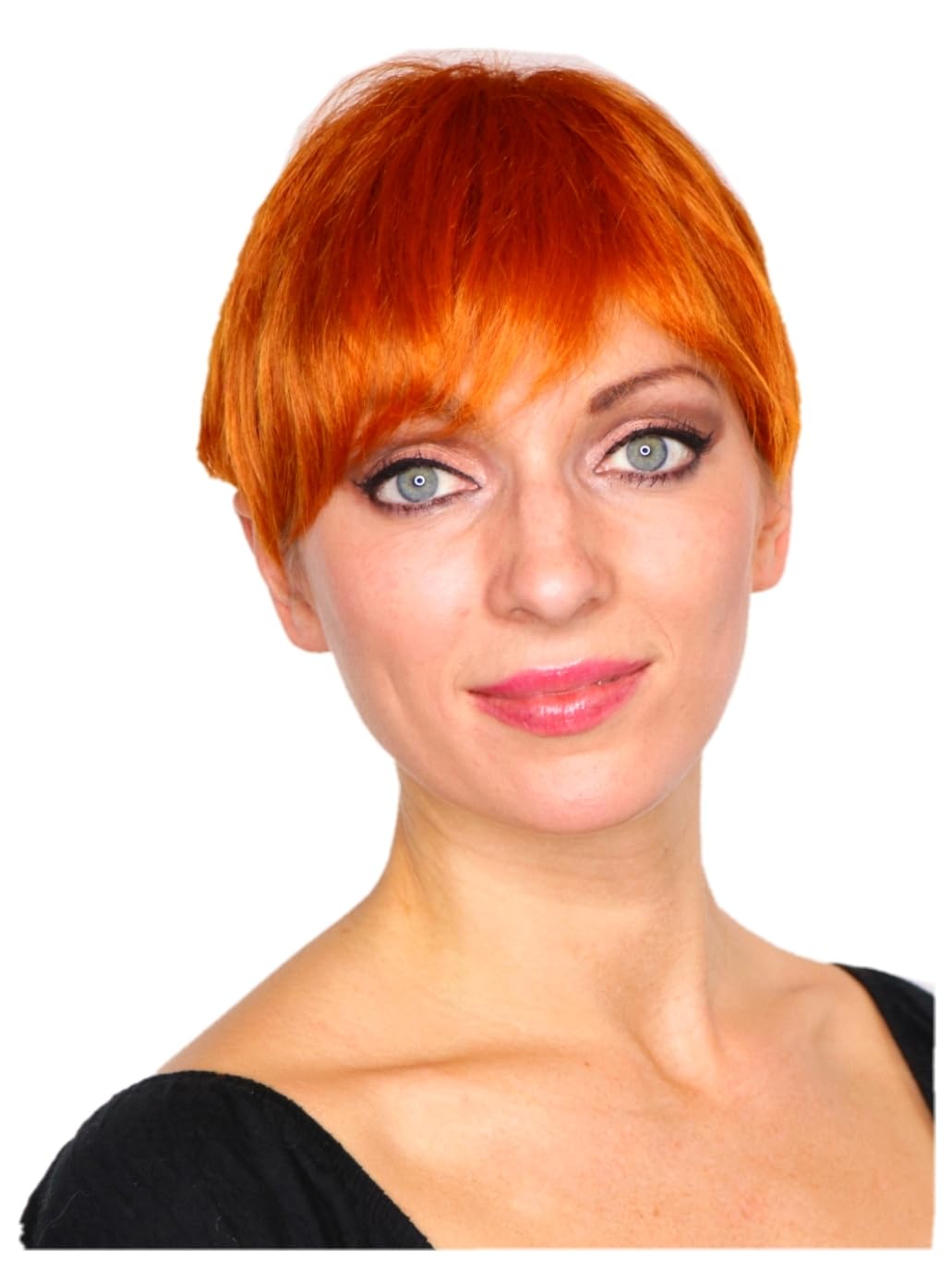 Prettyland Orange Short Wig Unisex Women's Men's layered Straight Summer Pixie Cut Hairstyle C643