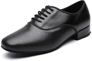 MSMAX Men's Black Ballroom Latin Performance Shoes Waltz Modern Dancing Practice Shoe