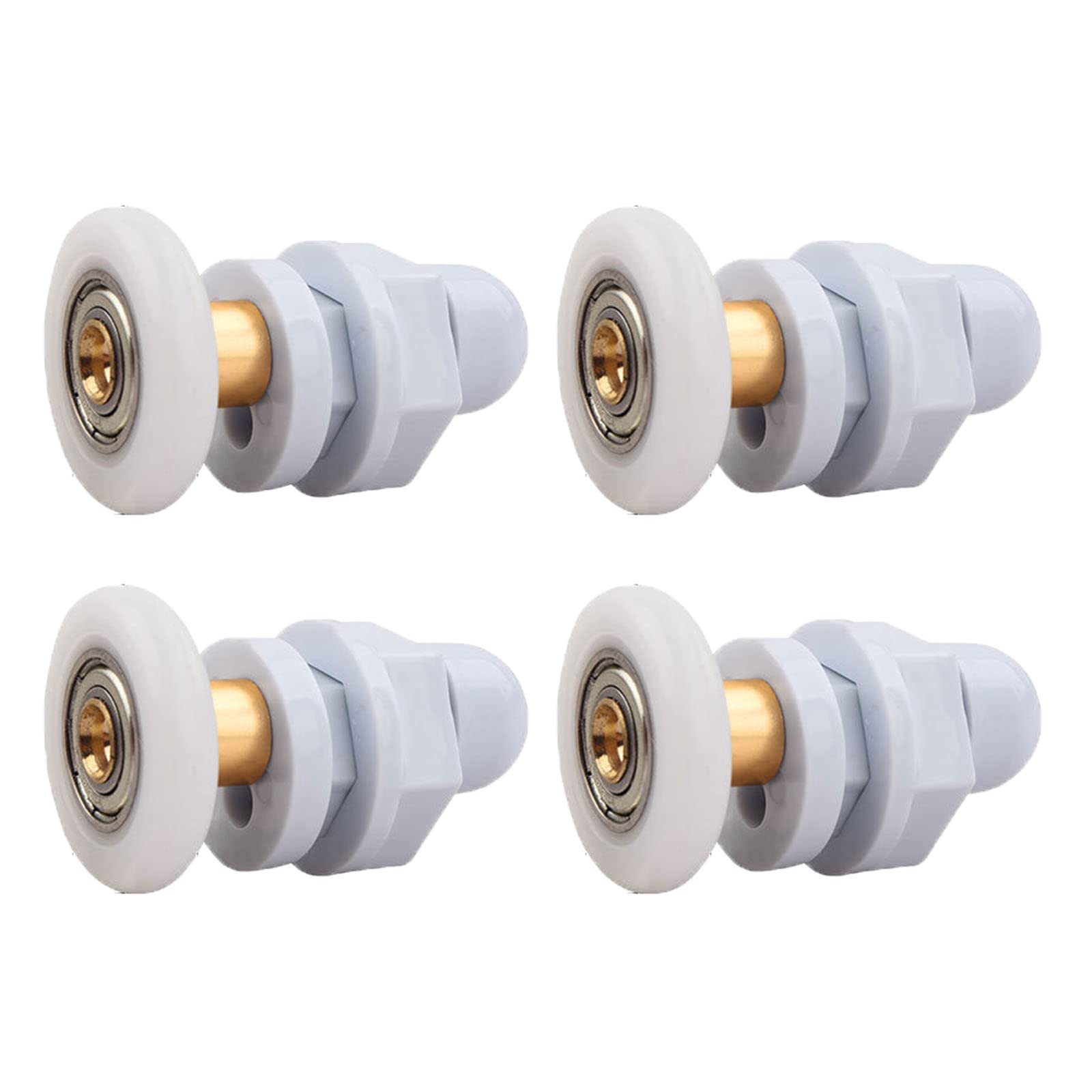 Qikuver 4PCS Shower Door Rollers, Copper Rod Pulley, Strong Load-Bearing Capacity, Ultra-Quiet Shower Glass Door Rollers Replacement, for The Bathroom Glass Sliding Door Pulleys/Wheels (25MM)