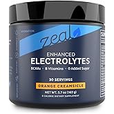 Zeal Electrolyte Powder - 30 Servings | Keto Electrolytes Powder | Zero Sugar, BCAAs, B-Vitamins | Potassium, Zinc, Magnesium | Hydration Powder Recovery Drink | Orange Creamsicle