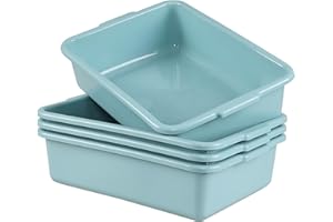 Yesdate Commercial Bus Box, 4-Pack Plastic Bus Tubs, 13 L, Green