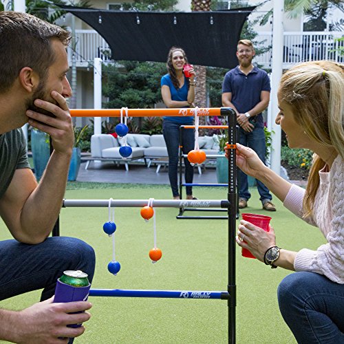 Rally and Roar Premium Ladder Ball Toss Game for Adults, Family - Outdoor Ladders Set with Canvas Bag, Resin Bolos, and Thick PVC Piping - Backyard Games, Activities for Parties - Pro Series