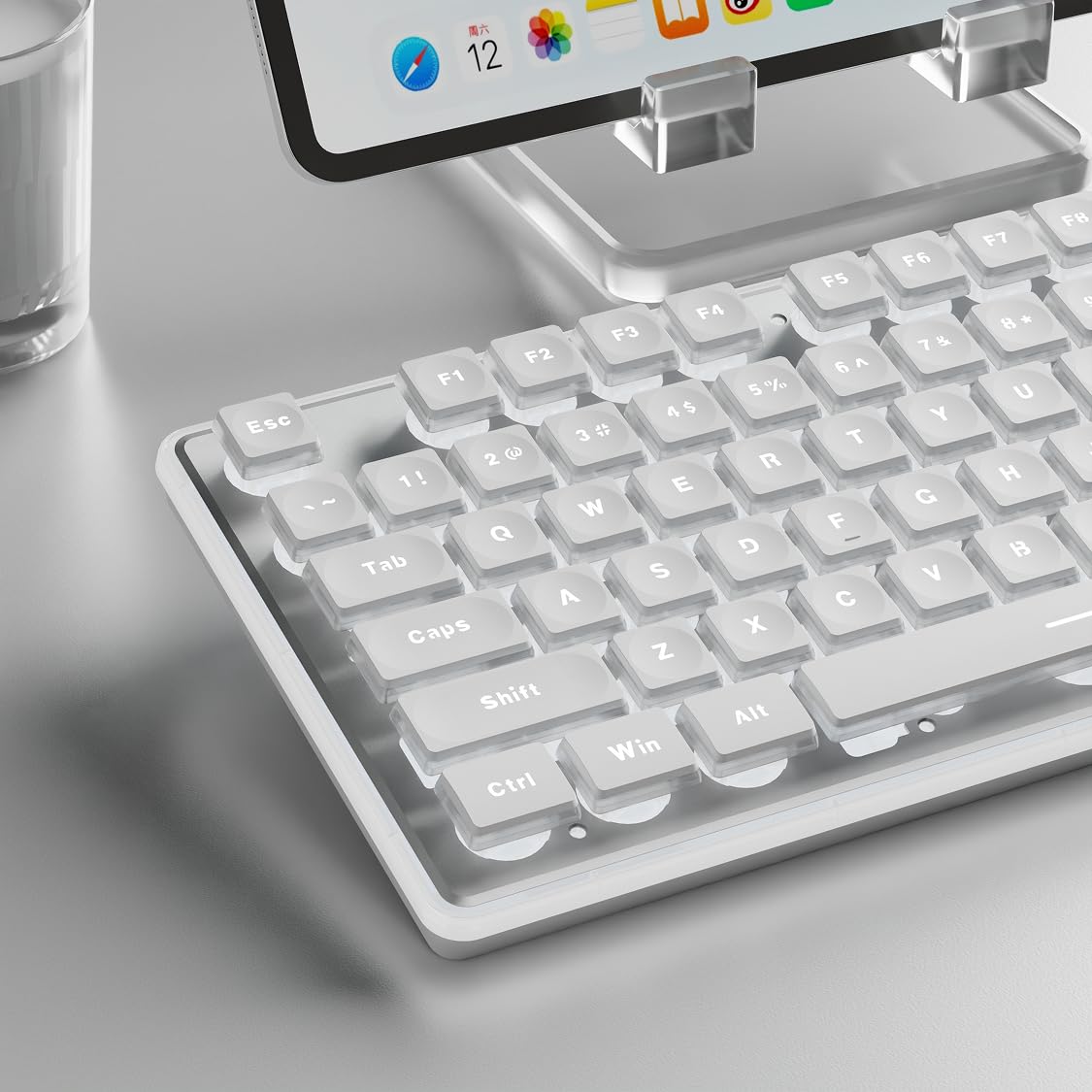 Photo 1 of SEUNKWANG EWEADN F98 Wired Keyboard with Smart Display & Knob,98 Keys Aesthetic Computer Keyboards,Metal Panel,Cute Wired Cream Membrane Keyboard for Windows/PC-White