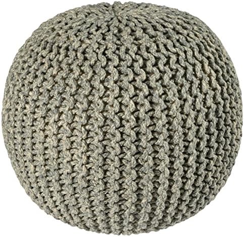 Pouf Ottoman 2-Tone Cotton Rope 18, Grey, 16-Inch