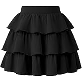 KEREDA Girls Skirt Kids Casual 3-Layer Ruffle Skort School Uniform Skirts for Girls