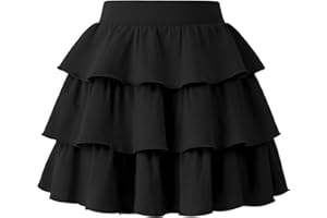 KEREDA Girls Skirt Kids Casual 3-Layer Ruffle Skort School Uniform Skirts for Girls