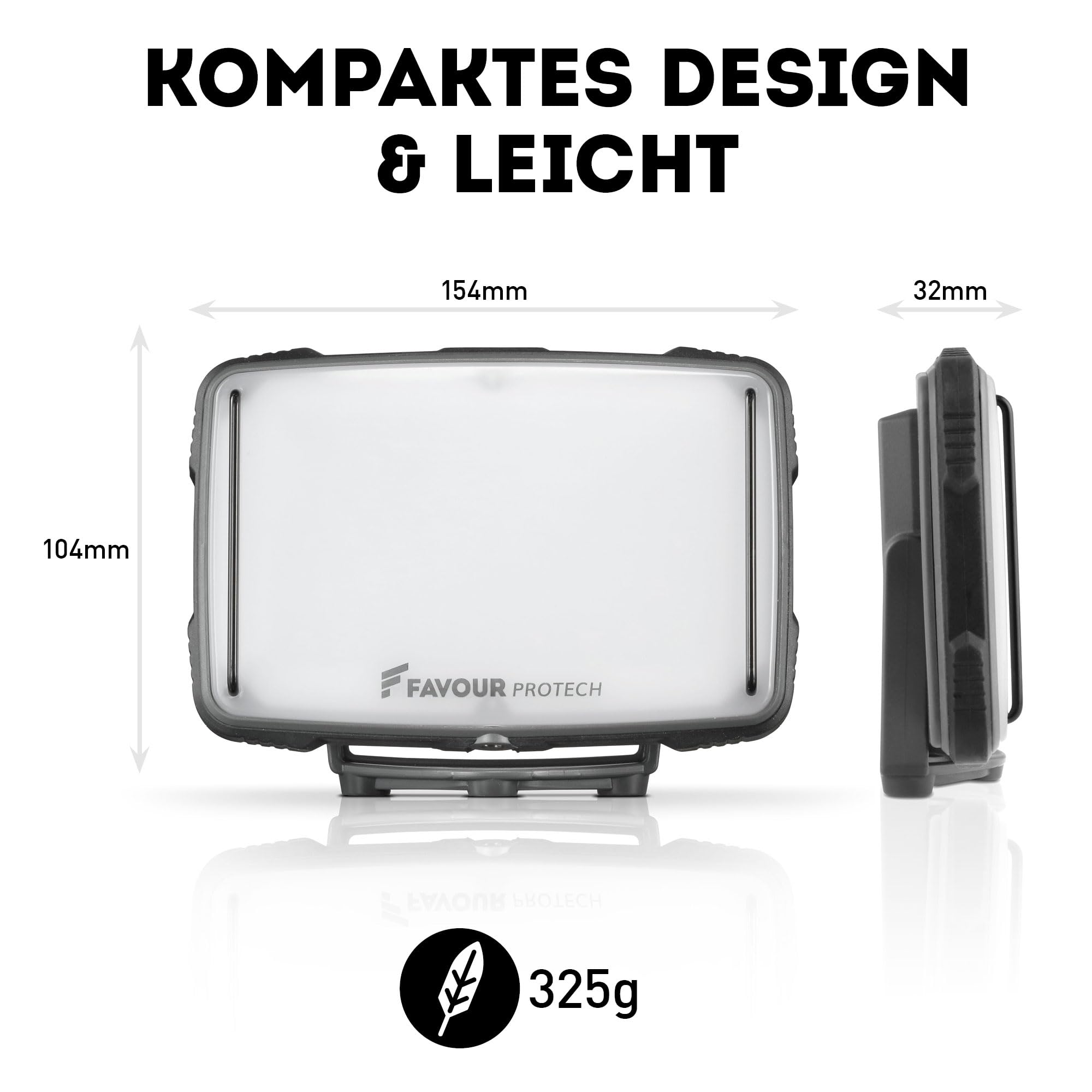 Akku Baustrahler LED, 1600 Lumen magnetisch – USB wiederaufladbare Arbeitsleuchte IP67 wasserdicht – Robuster LED Strahler Akku für Baustelle & Werkstatt – Favour 5