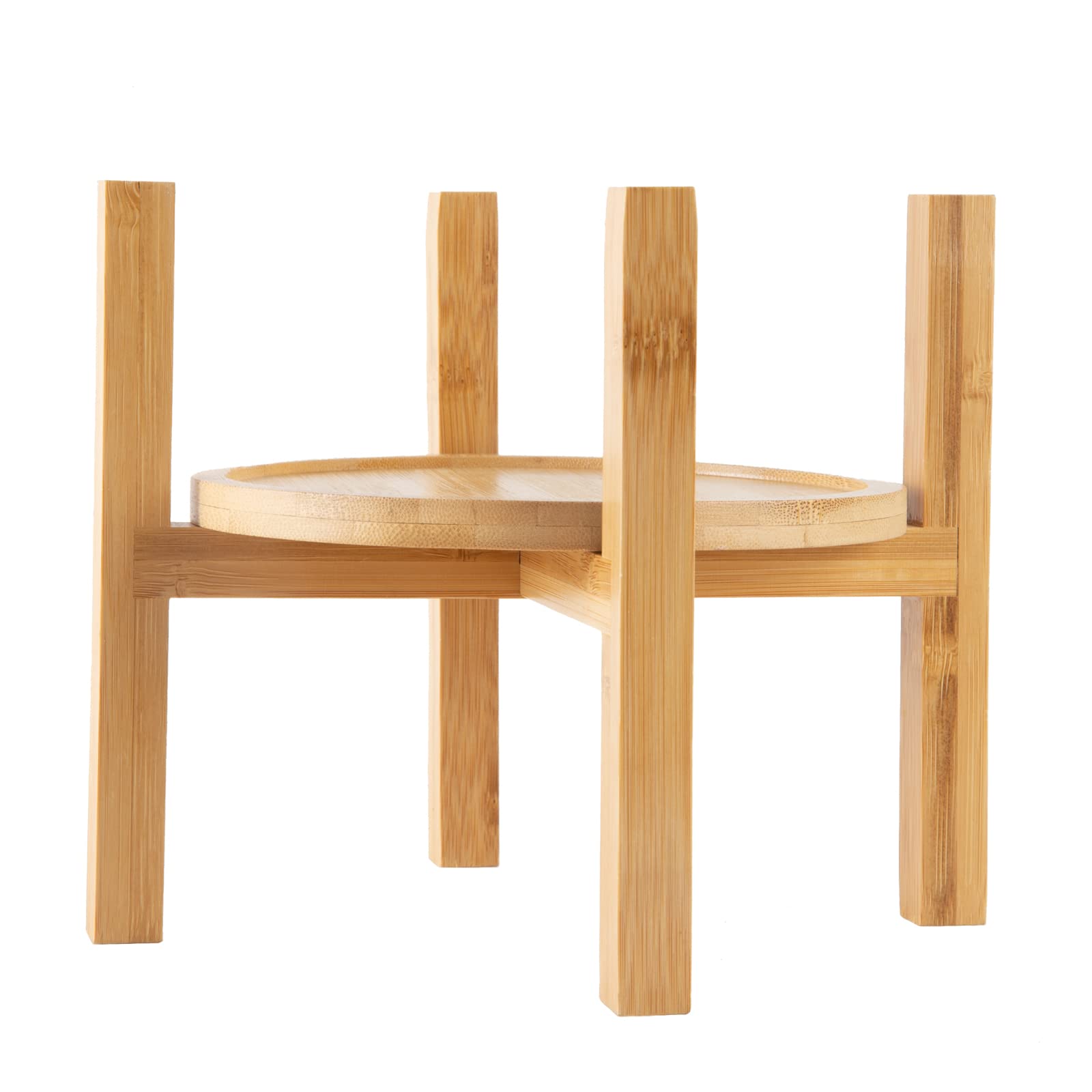 Photo 1 of OYSIR 6.5 inch Modern Plant Stand & 5.5" Bamboo Saucer, Mid-Century Planter Holder, Plant Saucer, Round Bamboo Tray for Flower Pot, Planter Pot Tray, Prevent The Floor Wet, Not Include Planter Pot