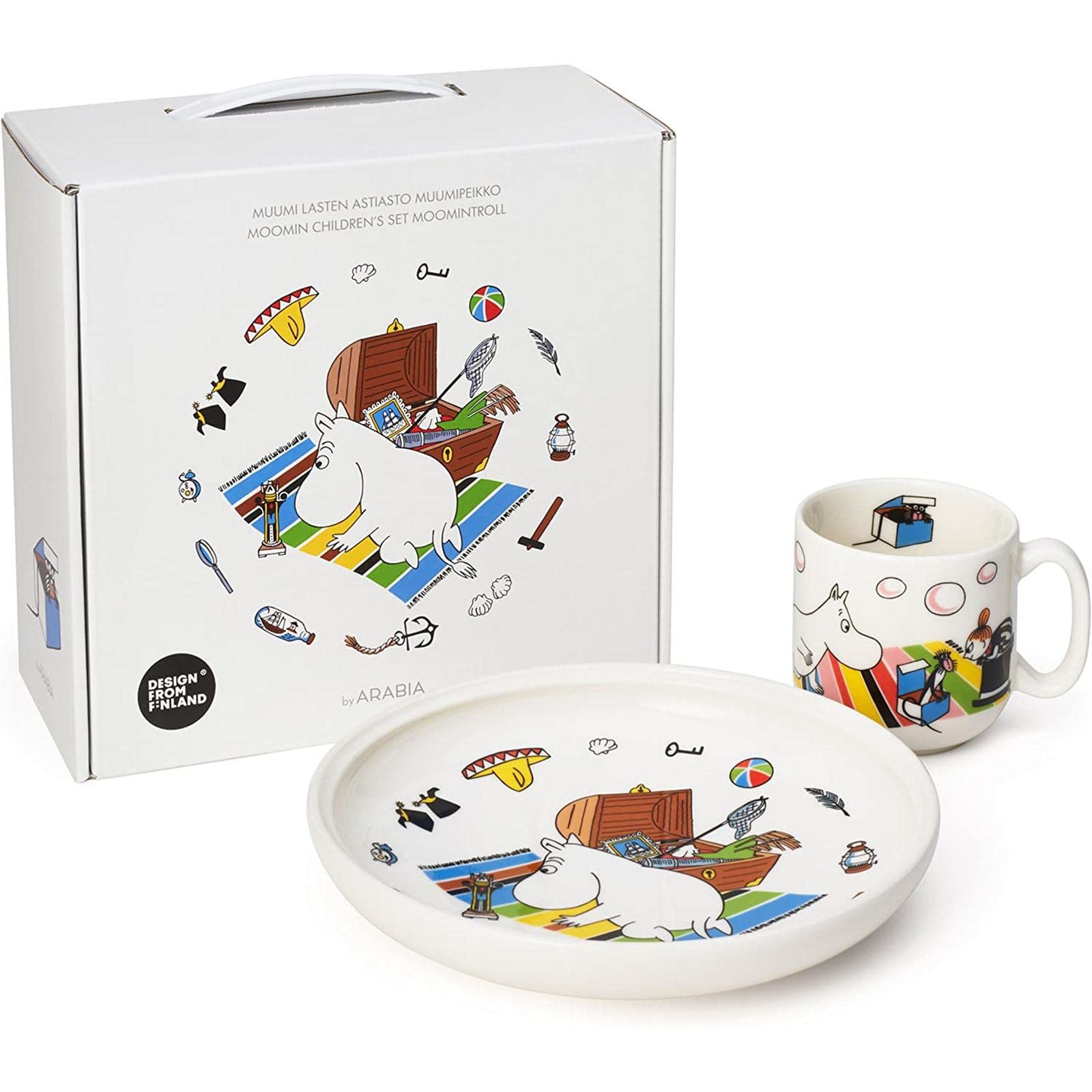 Arabia 1023462 Moomin Children's Sets, Plate, Porcelain, White