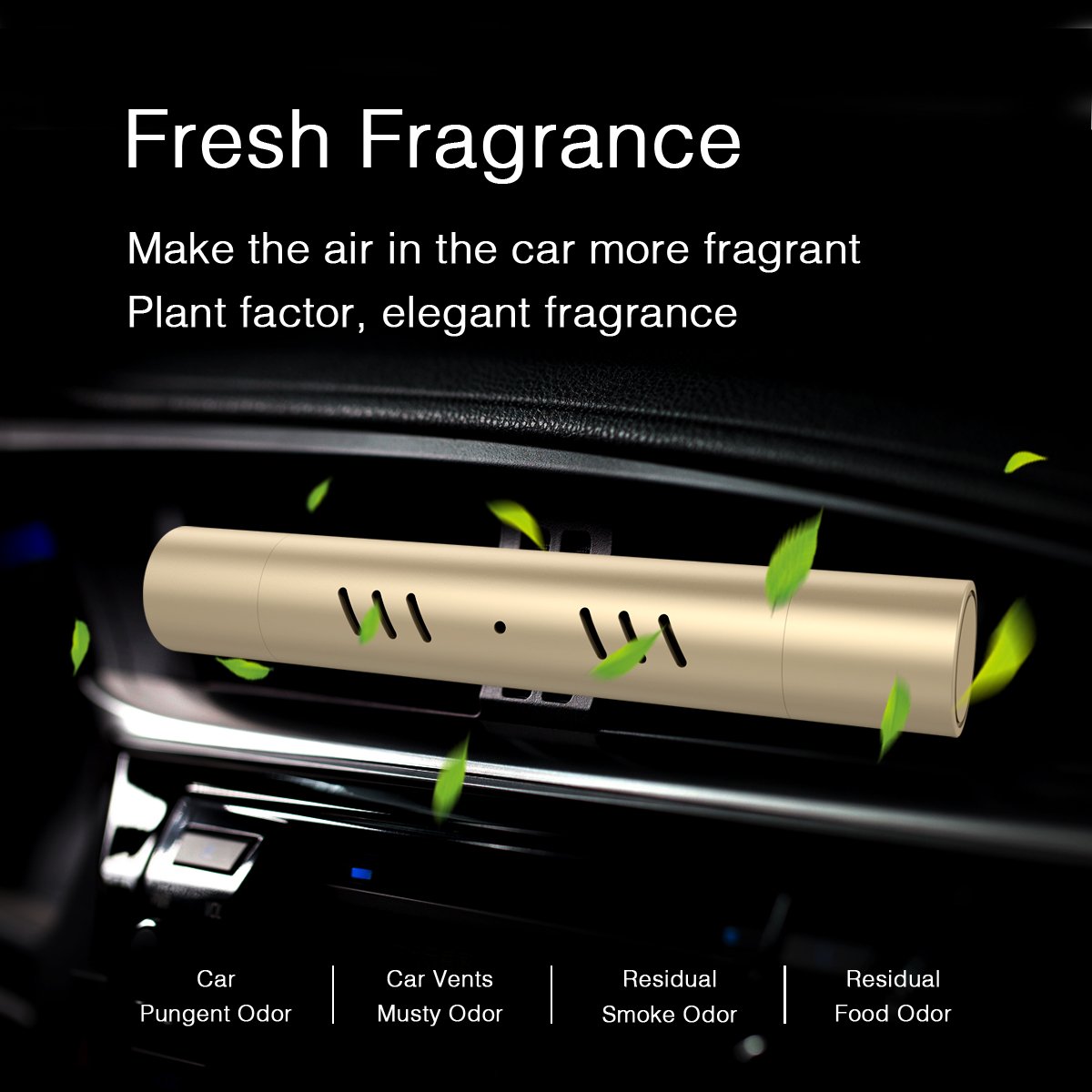 Auto Lufterfrischer, Aromatherapie Luftreiniger, Aromatherapie Diffusor - Orime Auto Mini Ionisator mit 5 Düften für Fahrzeug-Schlafzimmer Büro Reisen – Geburtstagsgeschenk - Valentinsgeschenk - Geschenk für frauen （Gold）