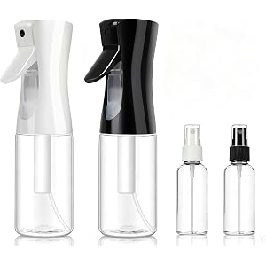 4 Pack Spray Bottles, 2 * 6.8 oz/200 ml Continuous Spray Bottles, Fine Mist Water Spray Bottle for Hair and 2 * 1oz Travel Sm