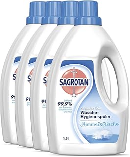 Sagrotan Wäsche-Hygienespüler Himmelsfrische – Desinfektionsspüler für hygienisch saubere und frische Wäsche – 4 x 1,5 l Reiniger im praktischen Vorteilspack