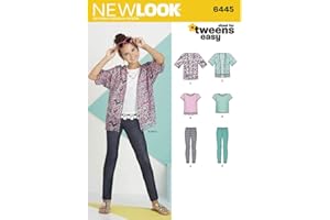 New Look Patterns Easy Girl's Kimono, Knit Top and Leggings Size A (8-10-12-14-16) 6445